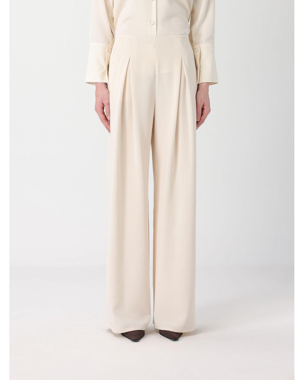 Max Mara Pure Natural Pure Stretch Silk Palazzo Trousers Max Mara