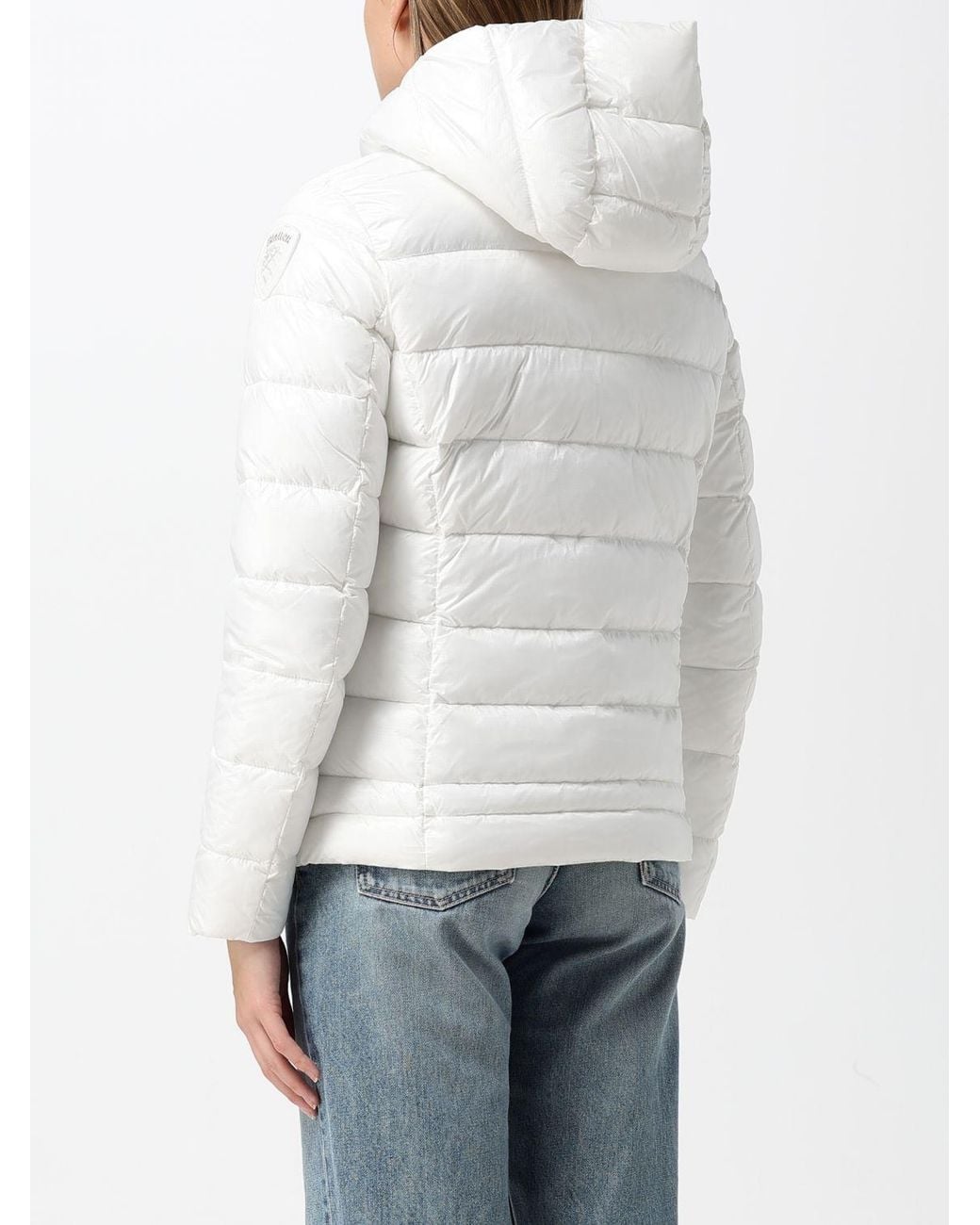 Blauer White Caroll Short Quilted Nylon Hooded Puffer Jacket