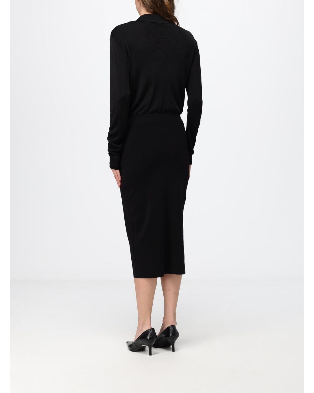 Elisabetta Franchi Black Midi Sheath Dress