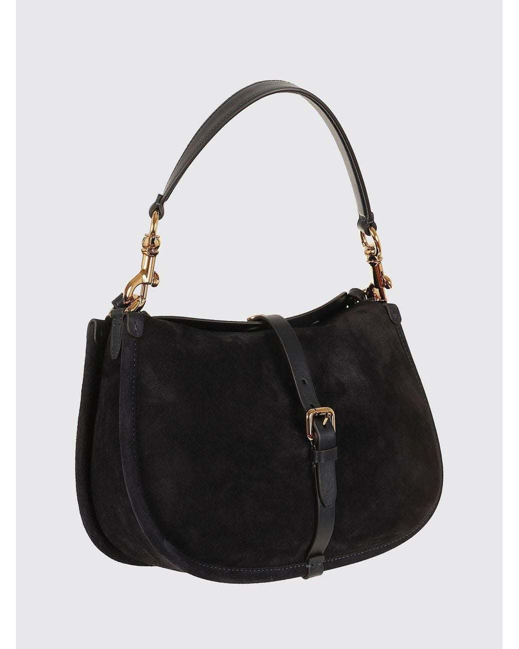 Etro Black Pony Suede Shoulder Bag With Pegaso Logo Buckle