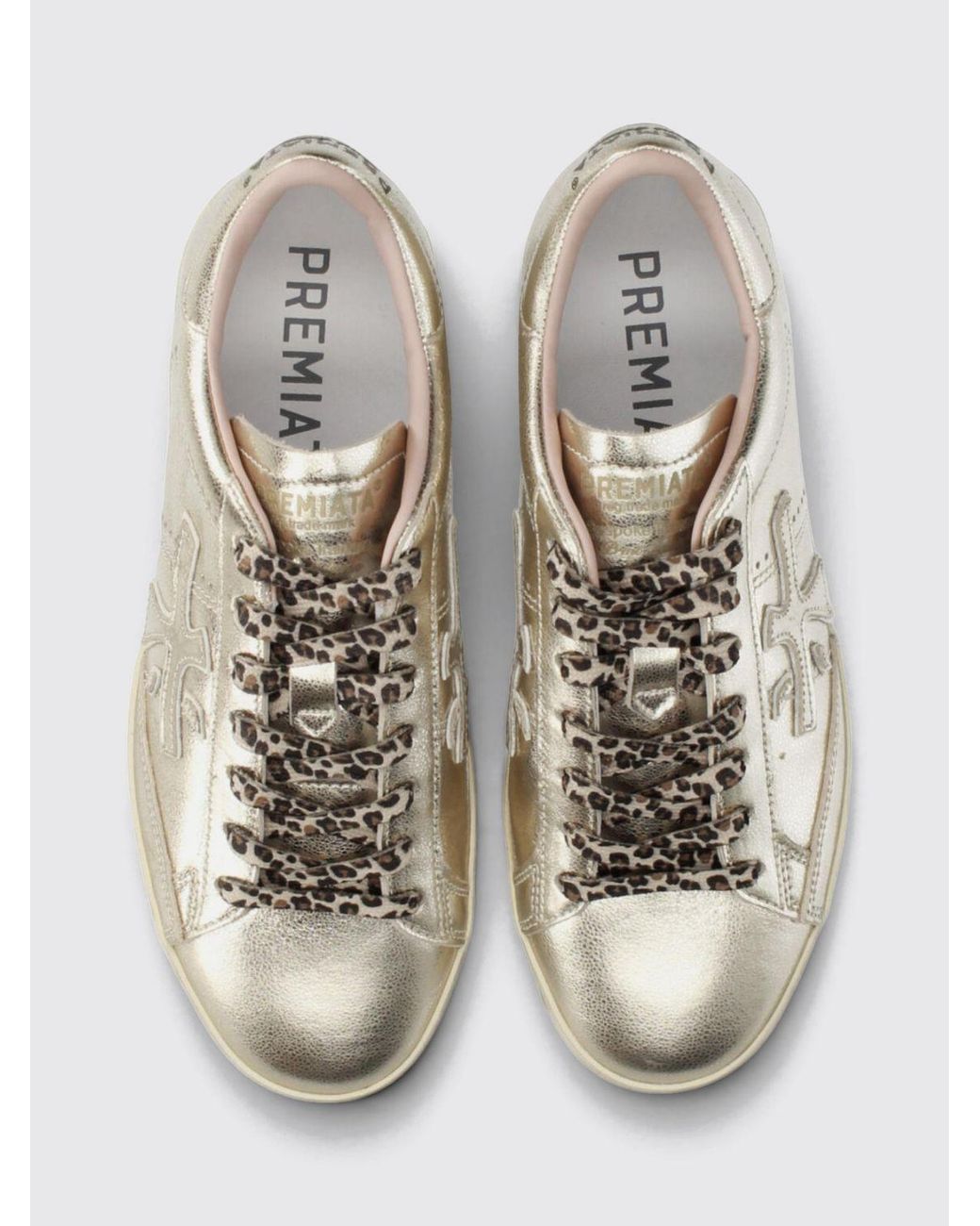 Premiata Natural Stevend Calfskin Sneakers With Contrasting Details And Logo