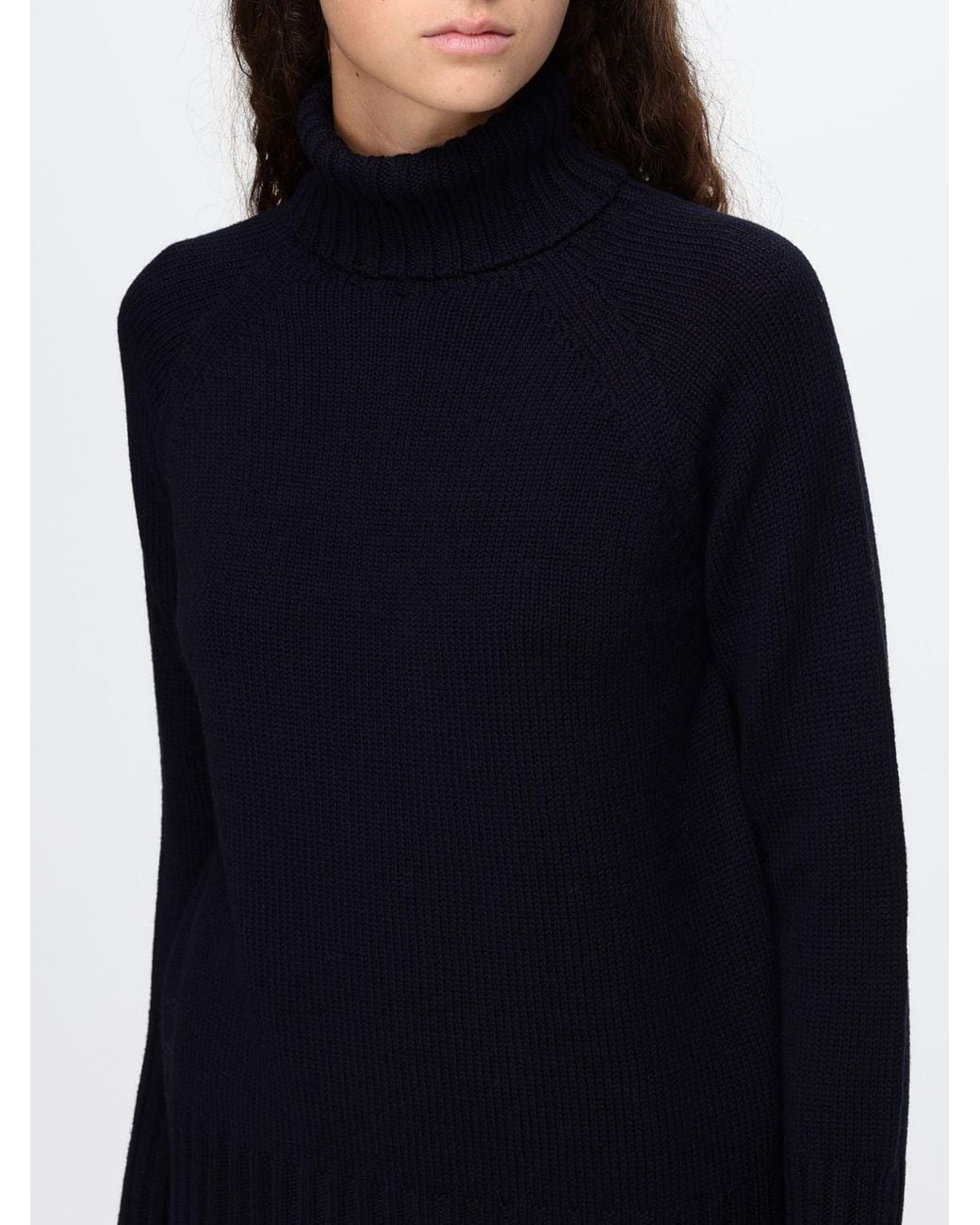 Drumohr Blue 100% Pure Merino Wool Turtleneck Jumper With Ribbed Edges
