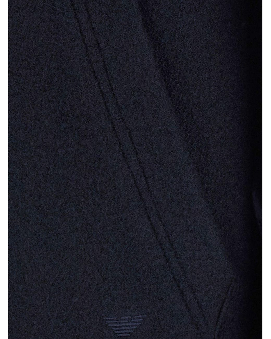 Emporio Armani Blue Hooded Wool And Cotton Blend Zip-Up Sweatshirt for men