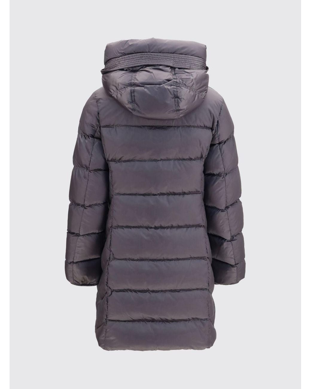 Parajumpers Blue Marion Long Quilted Down Jacket With Hood And High Neck