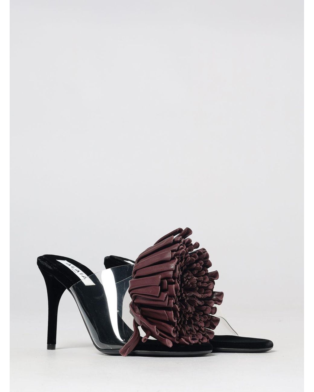 Alaïa Brown AlaiA Lambskin Mules With Fringes And High Stiletto Heel