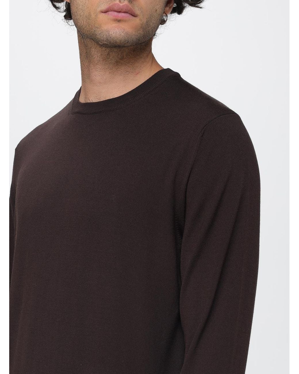 Zanone Black Crewneck Wool Blend Jumper With Long Sleeves And Ribbed Trims for men