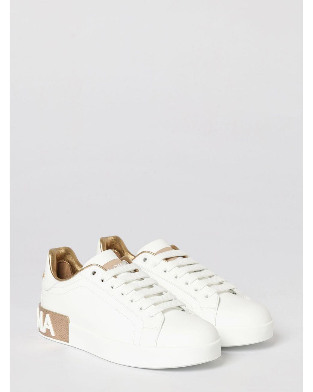 Dolce & Gabbana Natural Dolce &Amp Gabbana Portofino Leather Sneakers