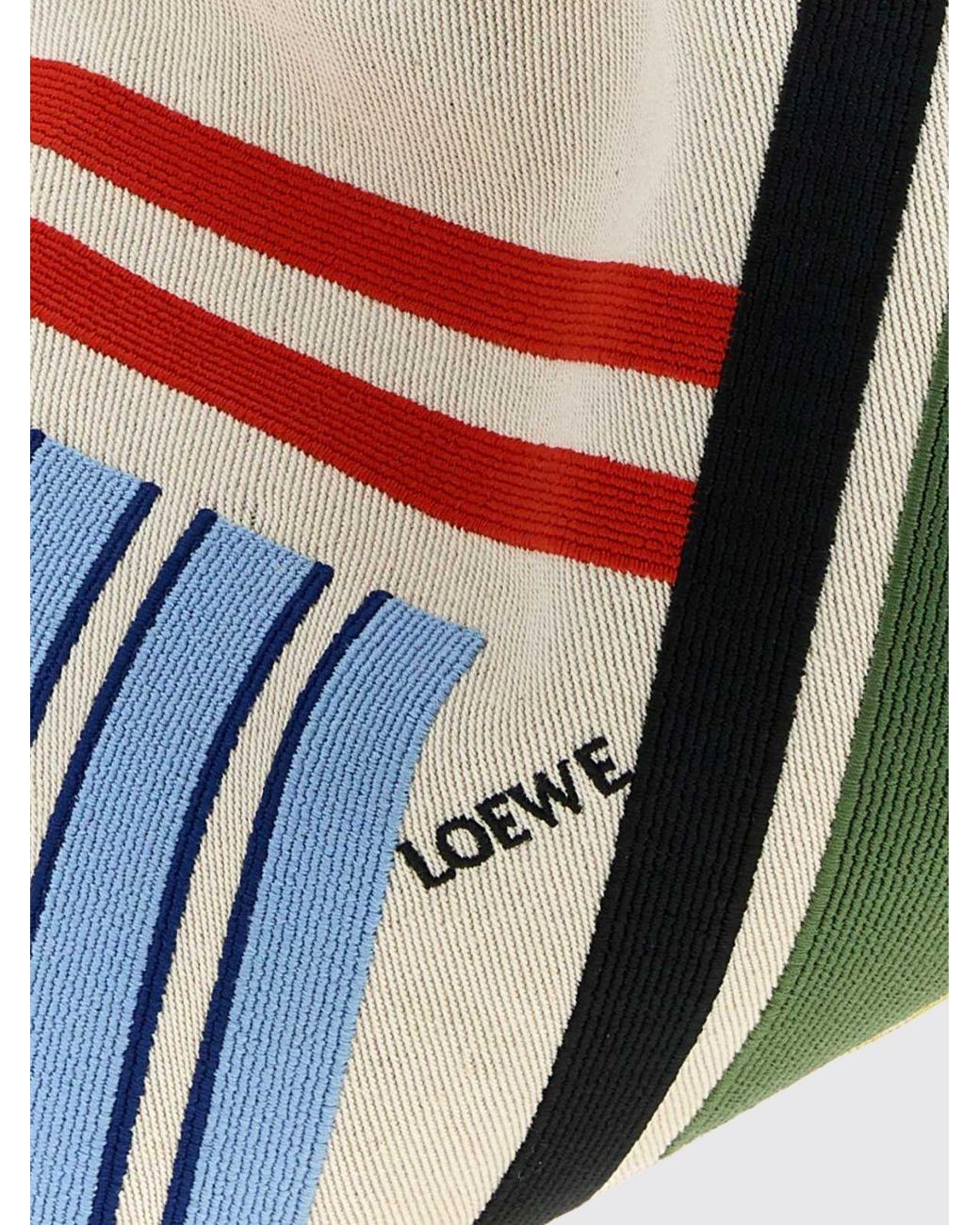 Loewe Blue Flamenco Striped Jacquard Cotton Canvas Clutch With Knot