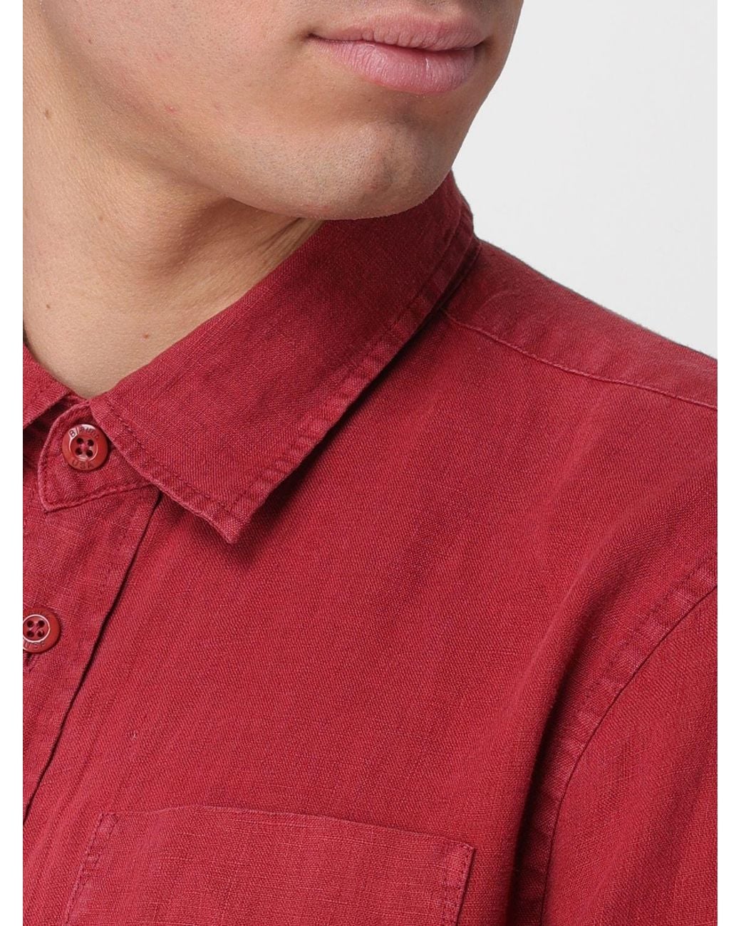 Blauer Red Linen Casual Shirt for men