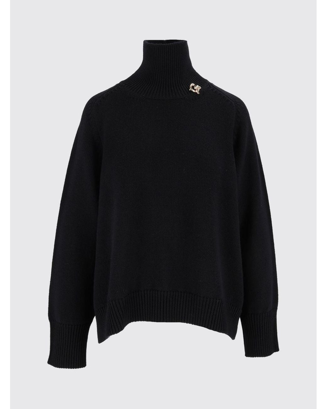 Fabiana Filippi Blue Virgin Wool Turtleneck Jumper With Metal Detail