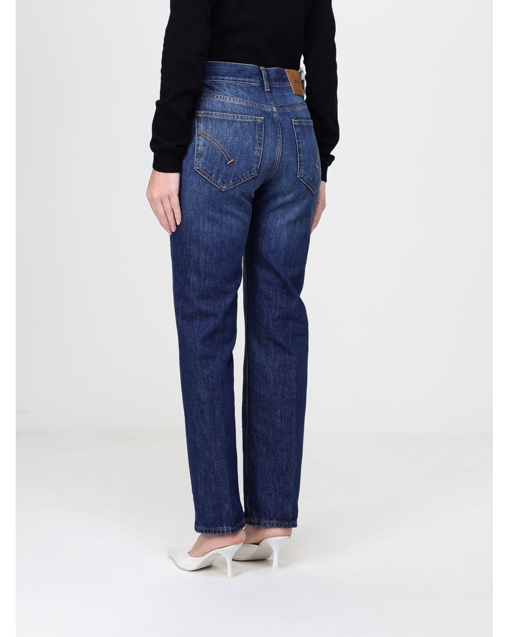 Dondup Blue Mid-Rise Straight Fit 5-Pocket Jeans