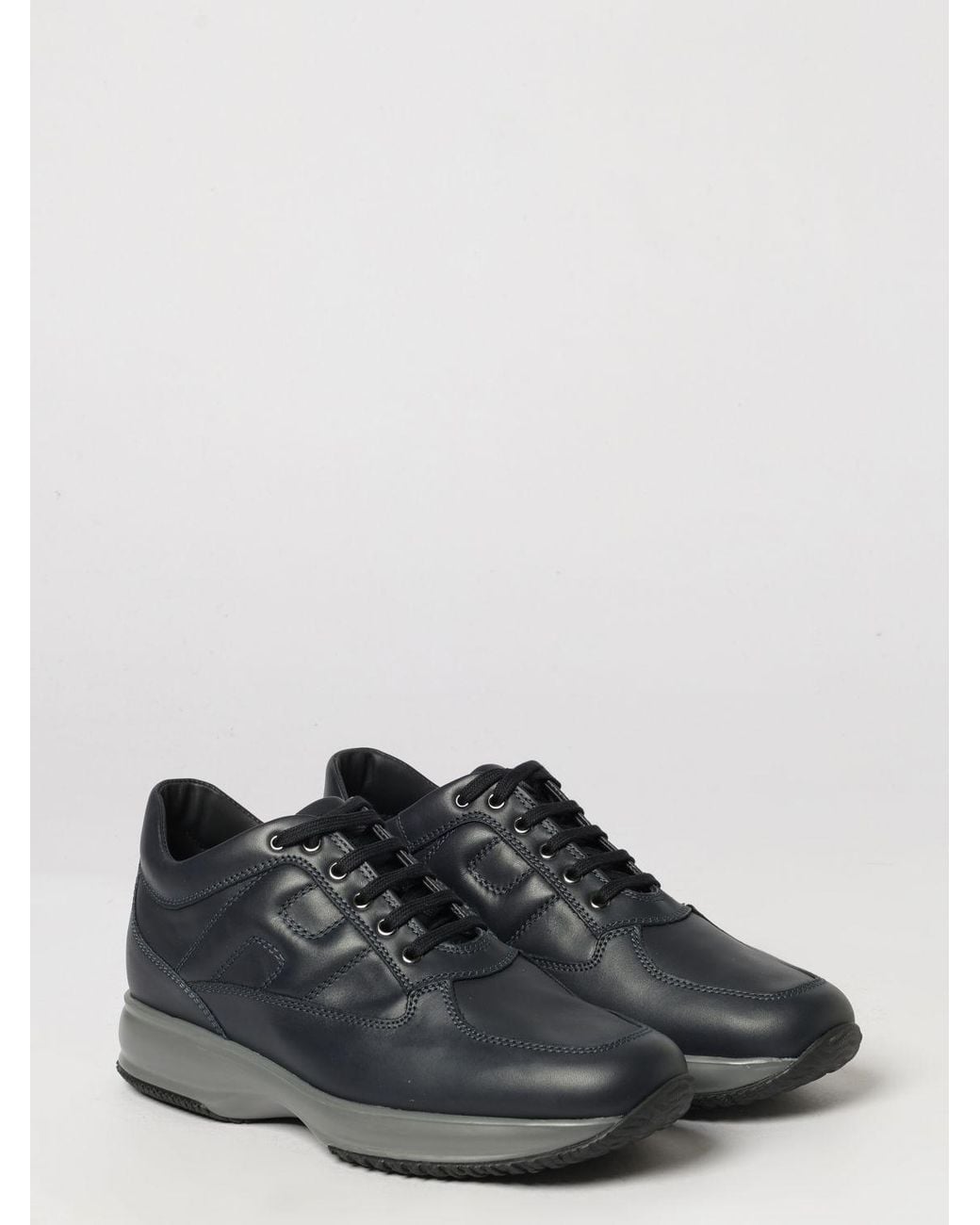 Hogan Black Interactive Smooth Leather Sneakers With A Chunky Sole And Tapered Toe for men