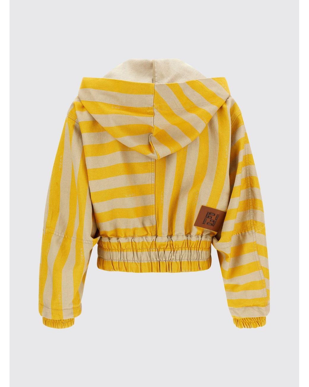 Fendi Blue Striped Cotton And Linen Hooded Bomber Jacket