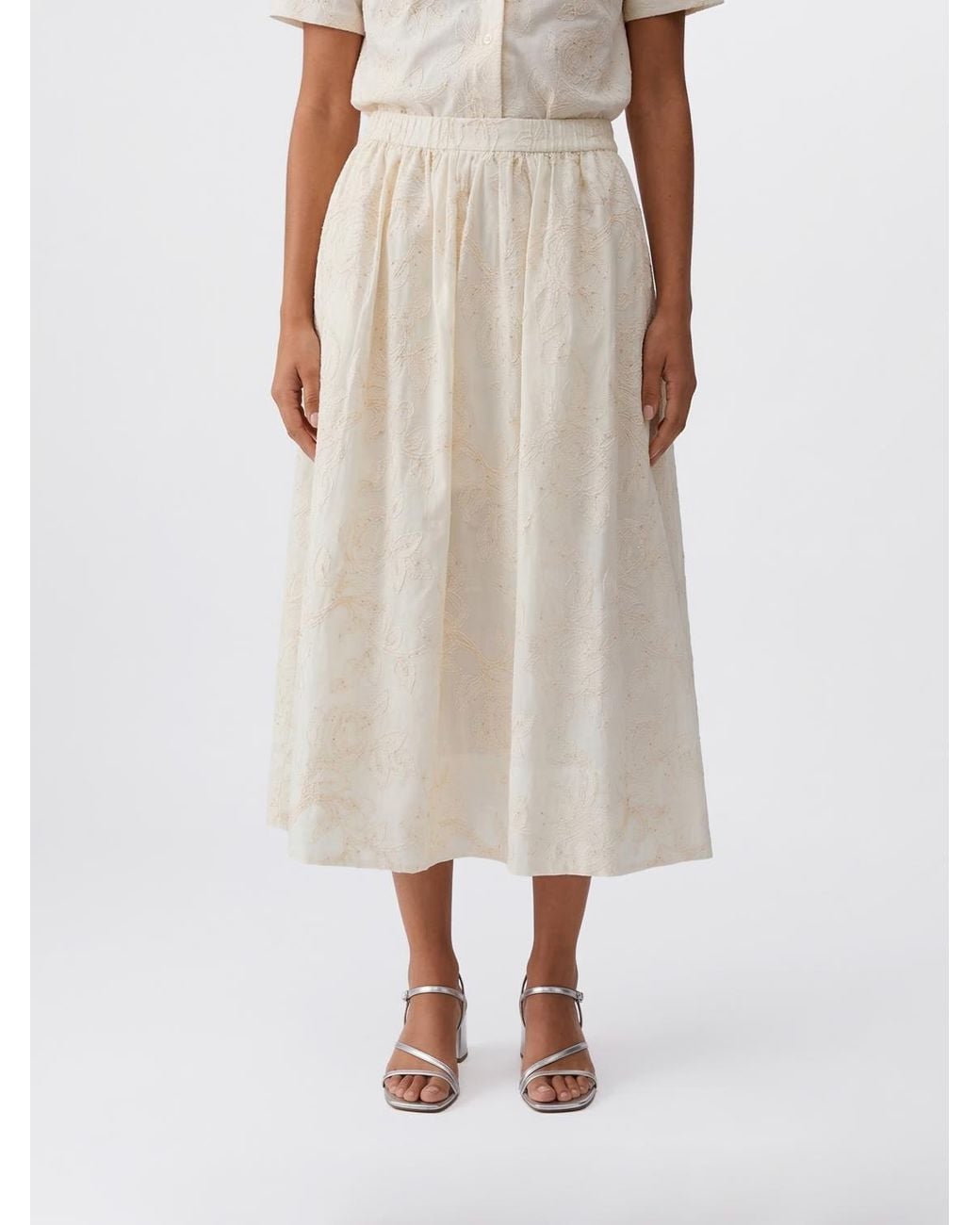 Liu Jo Natural Sangallo Midi Skirt