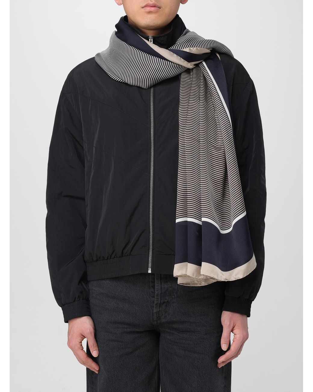 Saint Laurent Black Cassandre Printed Silk Scarf for men