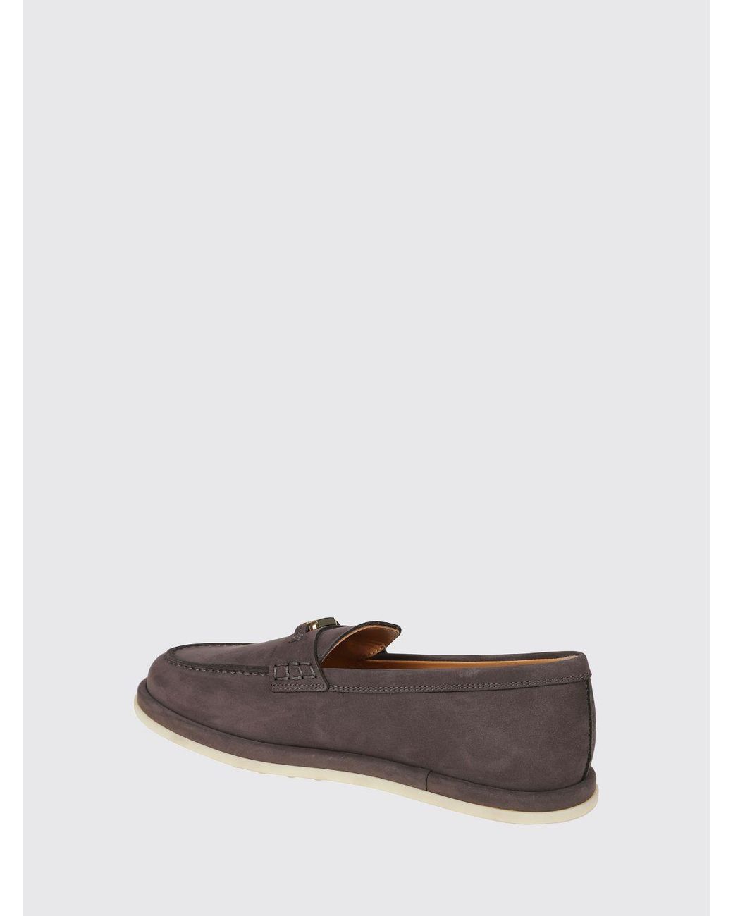 Tod's White Nubuck Penny Loafers With T Timeless Accessory And Gommino Sole