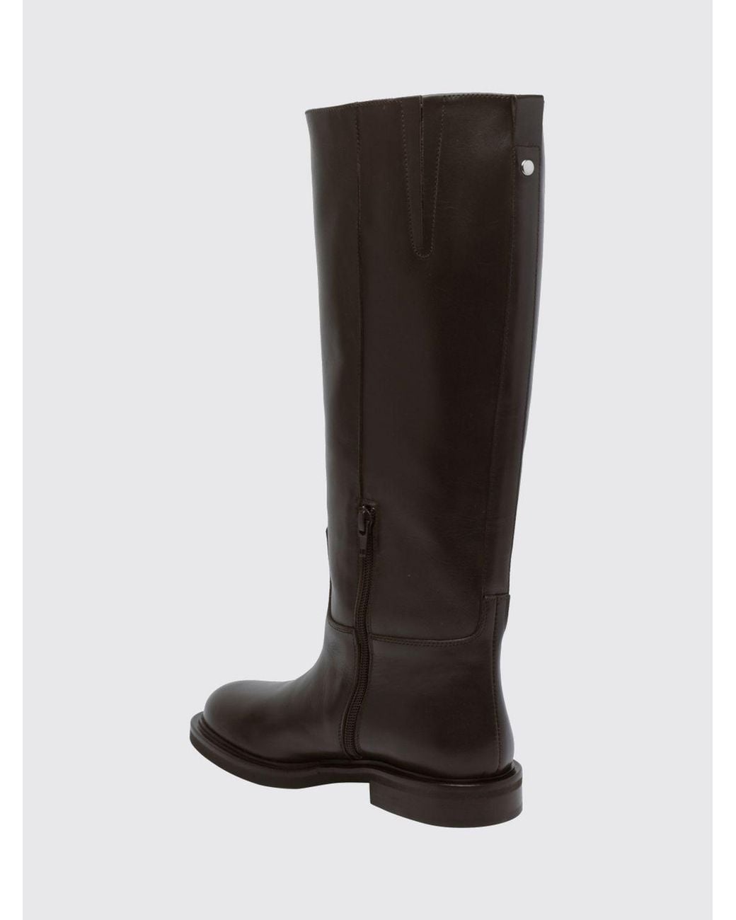 Poeve Black Knee-High Calfskin Leather Boots With Side Zip