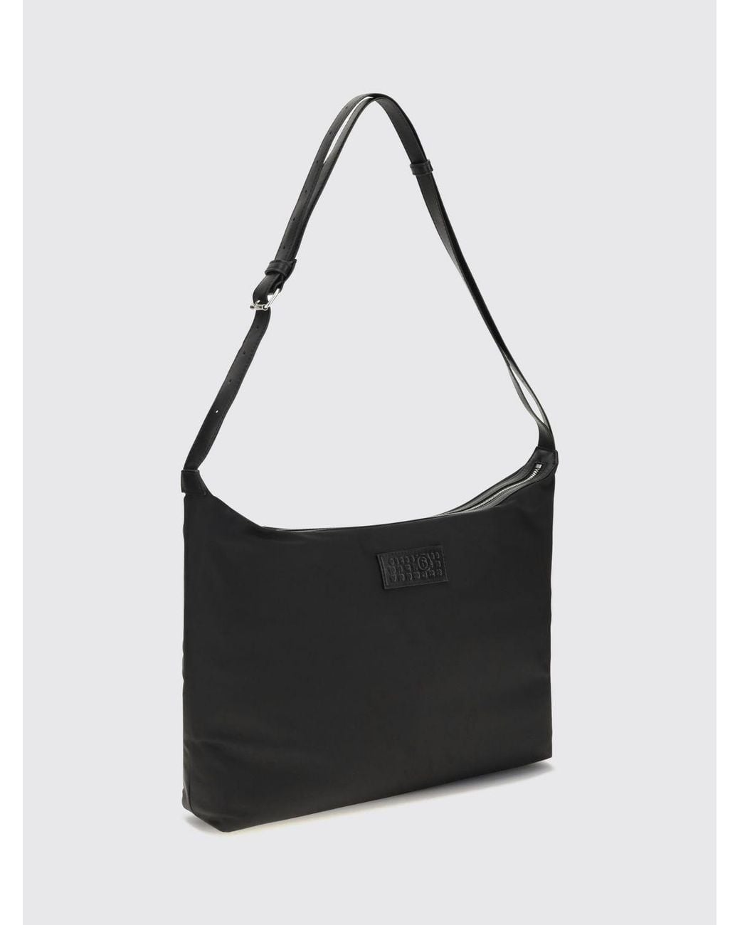 MM6 by Maison Margiela Black Nylon Shoulder Bag With Numeric Logo And Zip for men