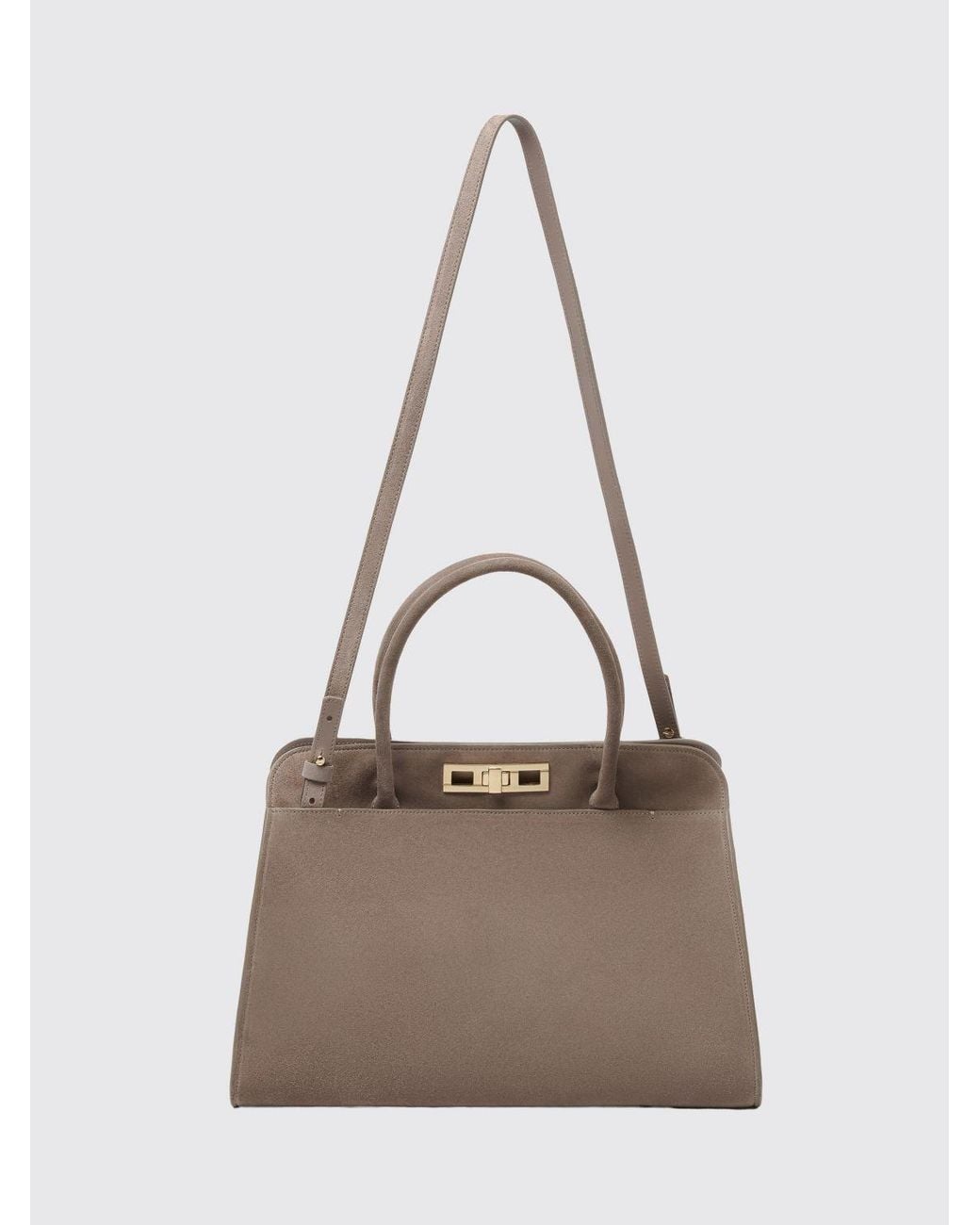 Fabiana Filippi Natural Large Suede Bag With Double Handle And Shoulder Strap
