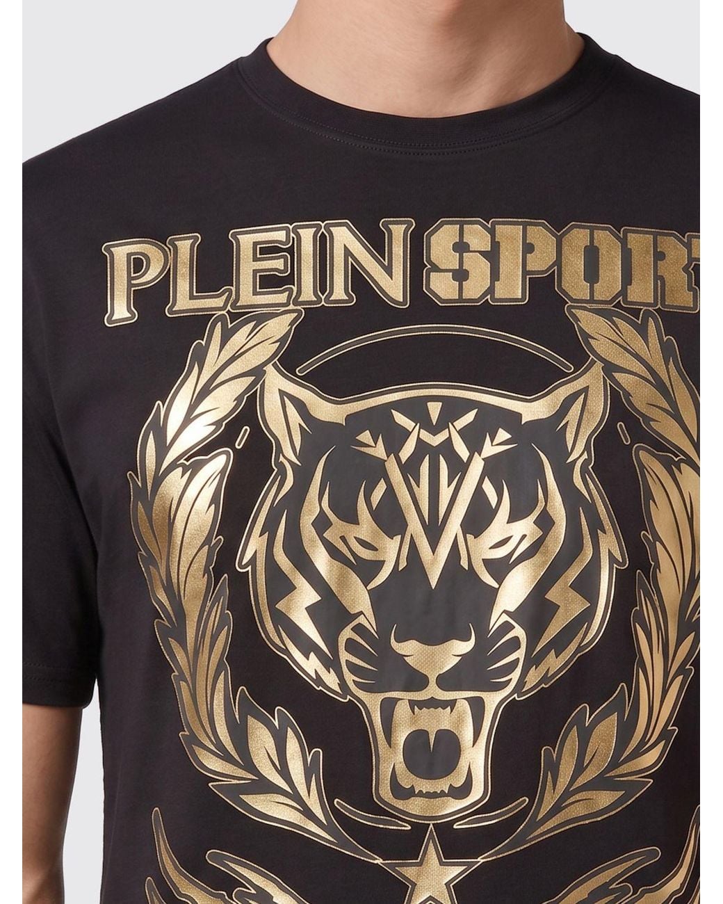 Philipp Plein Black Graphic Print Cotton T-Shirt With Contrast Logo for men