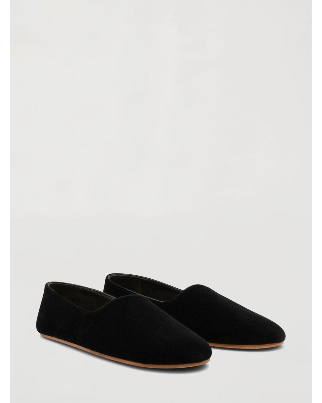 The Row White Ponti Velvet Ballerina Flats