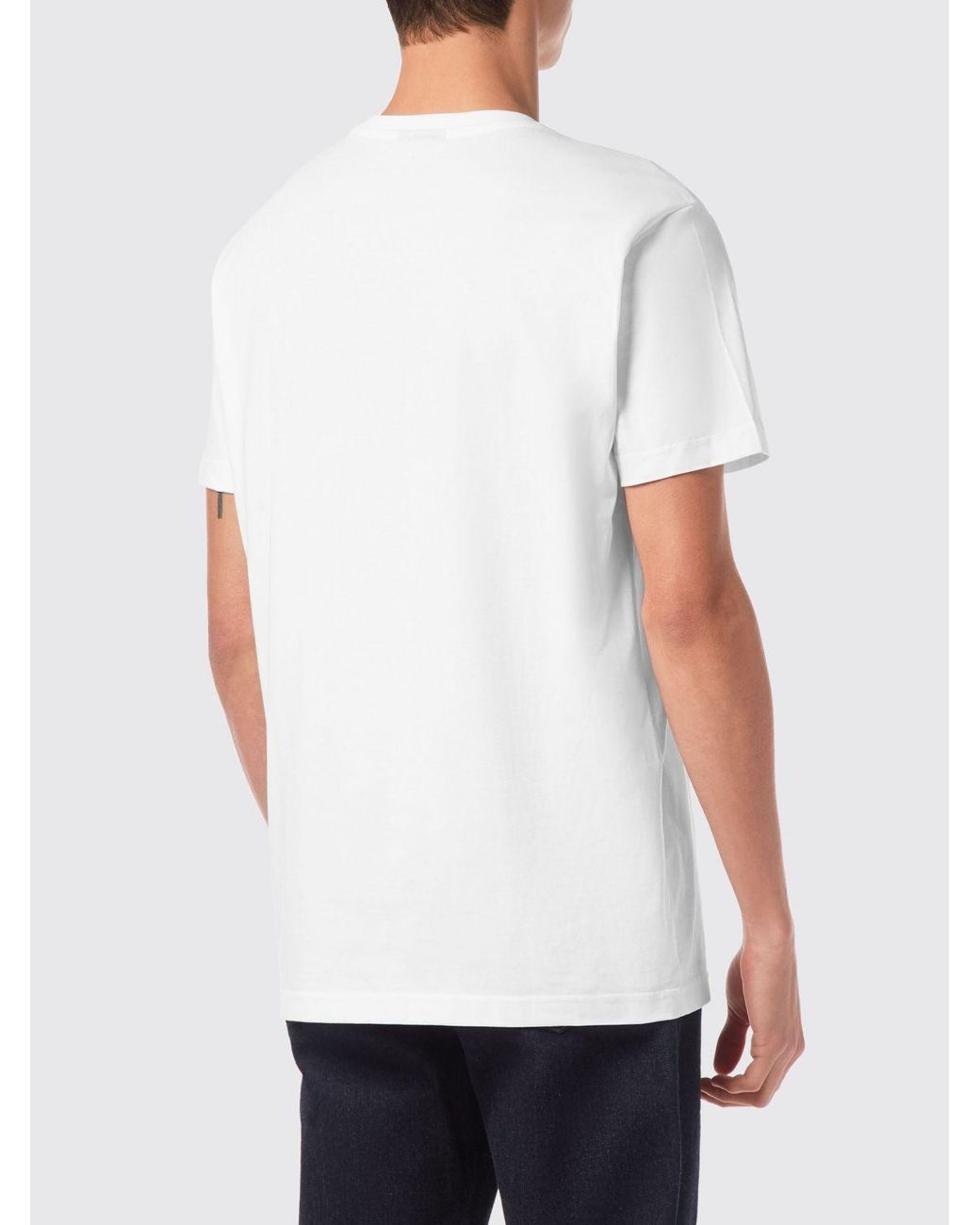 Billionaire White Cotton T-Shirt With Emblem for men
