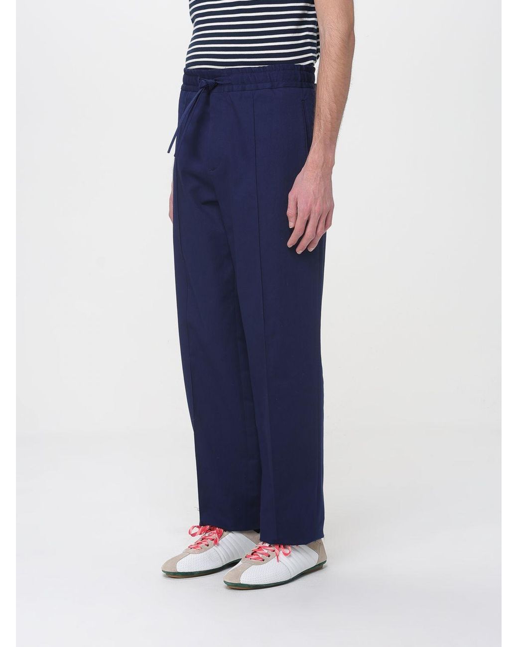 Valentino Blue Gabardine Drawstring Trousers for men
