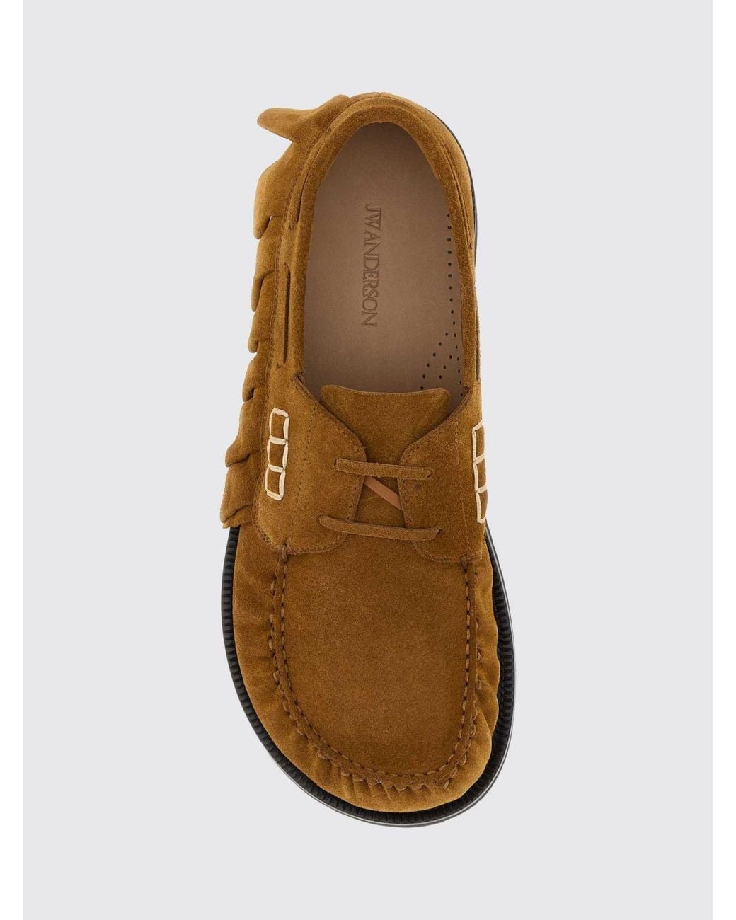 J.W. Anderson Brown Suede Boat Shoes With Ruched Detailing for men