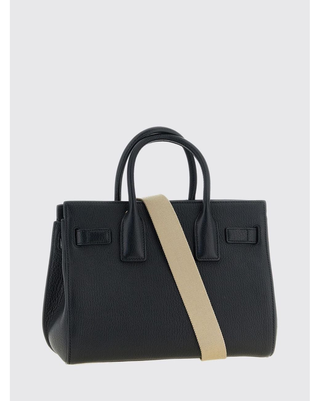 Saint Laurent Black Sac De Jour Grained Sheepskin Leather Handbag With Padlock