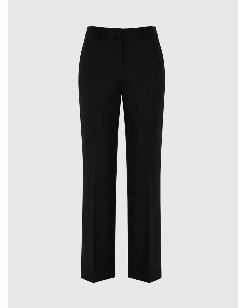 Patrizia Pepe Black Straight Leg Tailored Crêpe Trousers With Slant Pockets