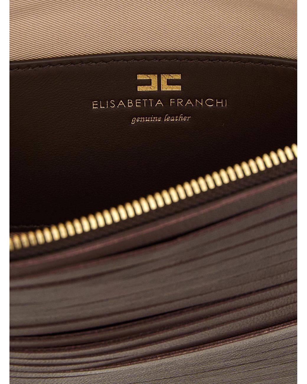 Elisabetta Franchi Brown Nappa Leather Clutch With Fringes