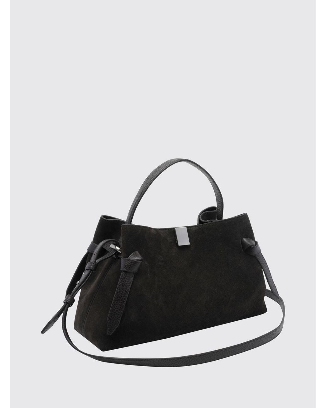 Yuzefi Black Flared Suede Calfskin Handbag
