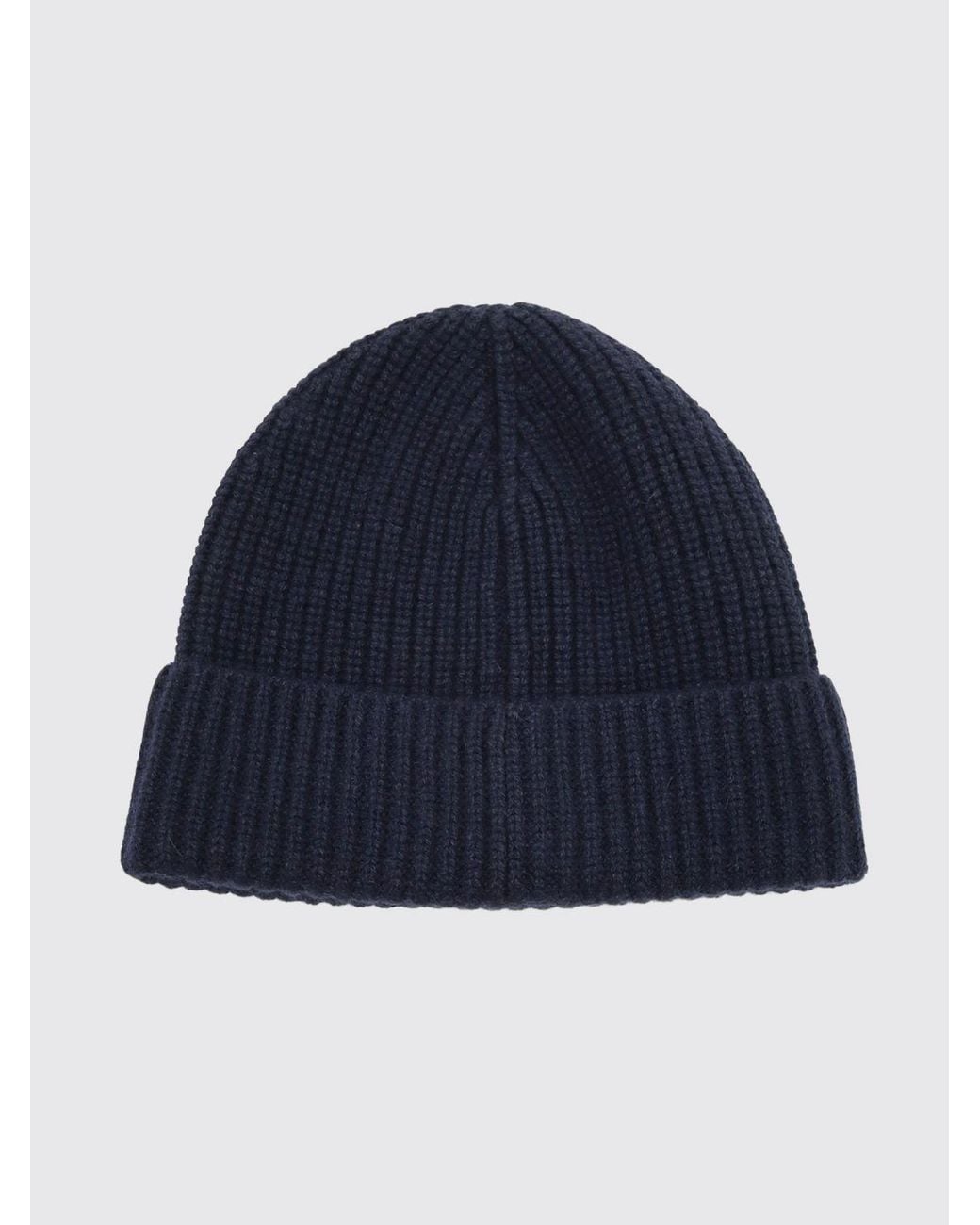 Dolce & Gabbana Blue Dolce &Amp Gabbana Ribbed 100% Cashmere Beanie Hat With Cuff And Logo for men