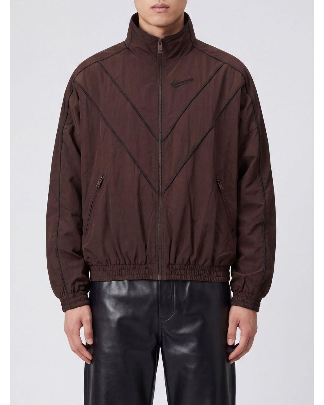 Willy Chavarria Brown Nylon Bomber Jacket With Contrast Piping for men