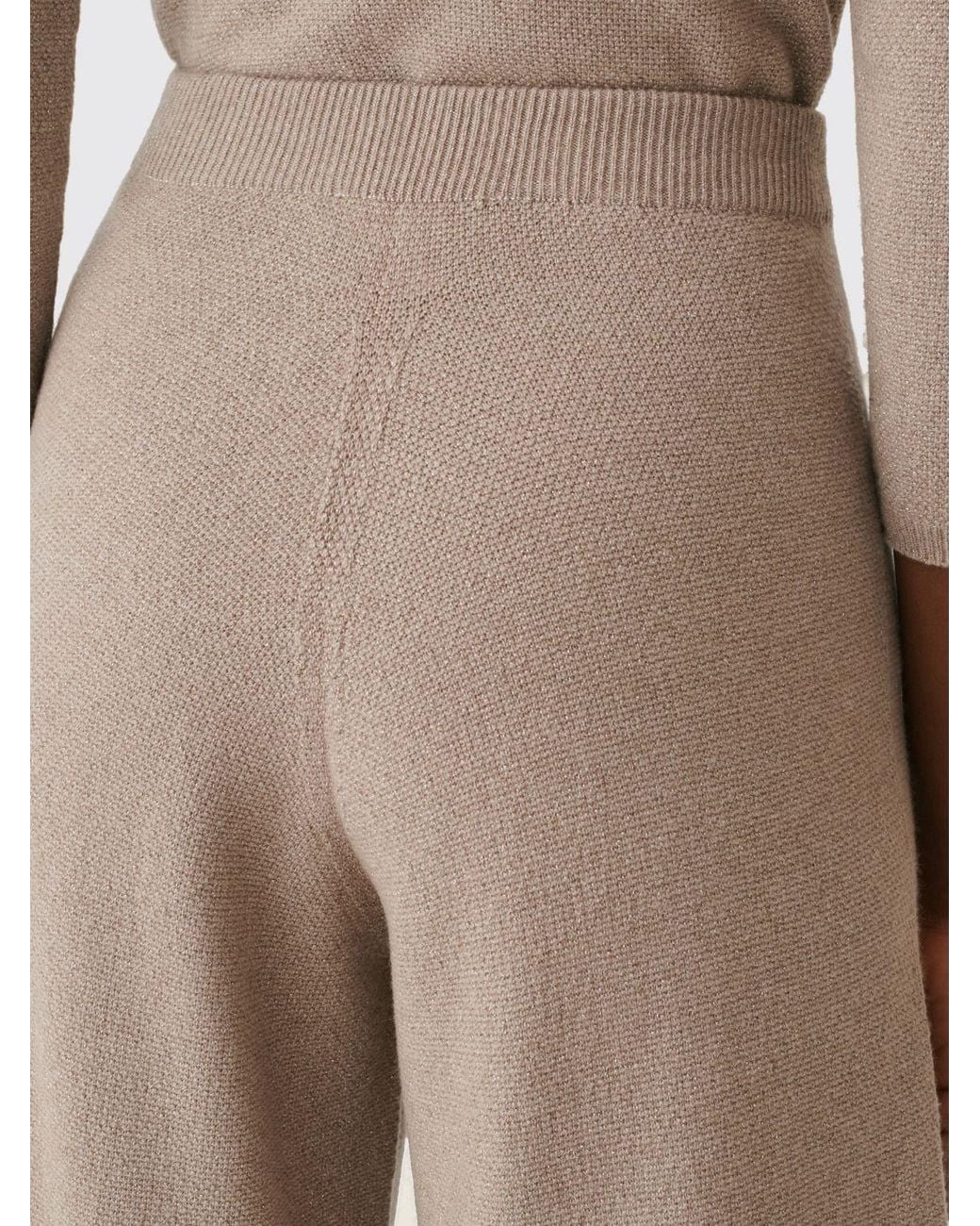 Fabiana Filippi Natural High-Waisted Wide-Leg Knit Trousers