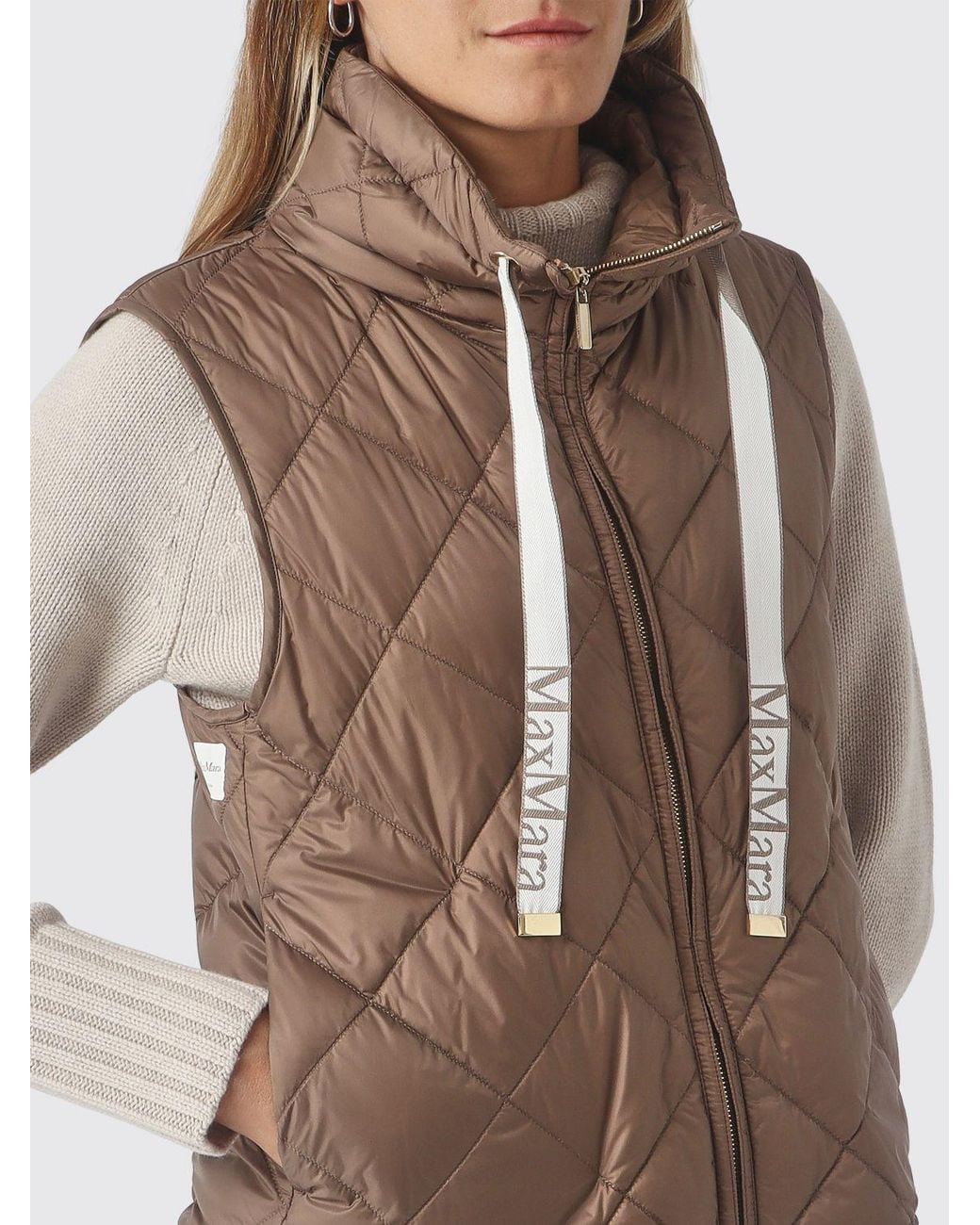 Max Mara Natural Tregic High-Neck Quilted Nylon Padded Gilet