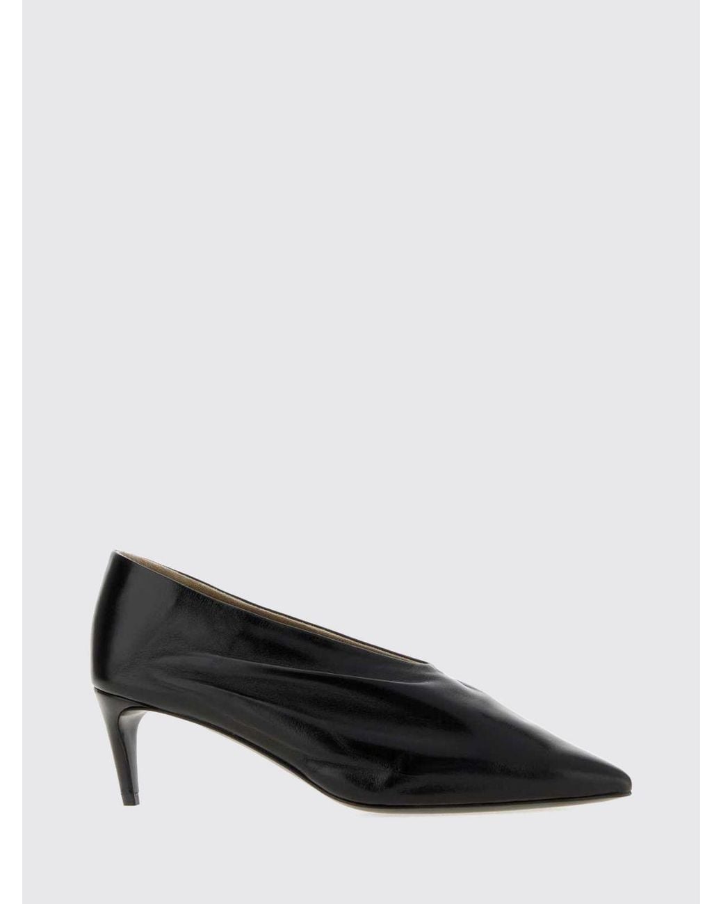 Khaite Black Miriam Smooth Calfskin Pumps With A Draped Design And Mid Heel