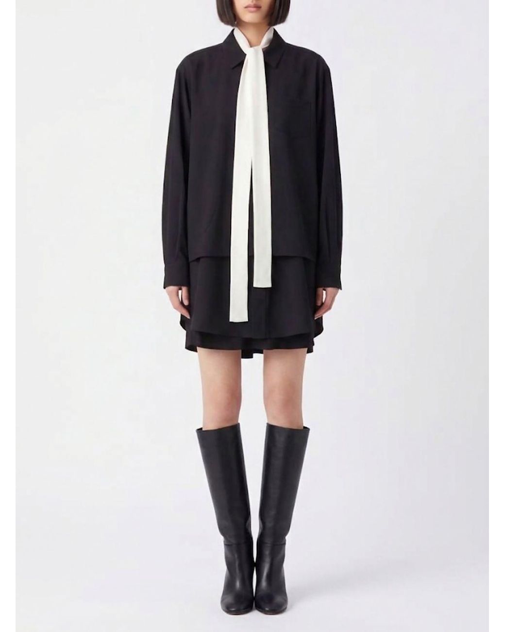 SACAI X CARHARTT WIP Blue Long Crêpe Shirt Dress With Asymmetric Hem