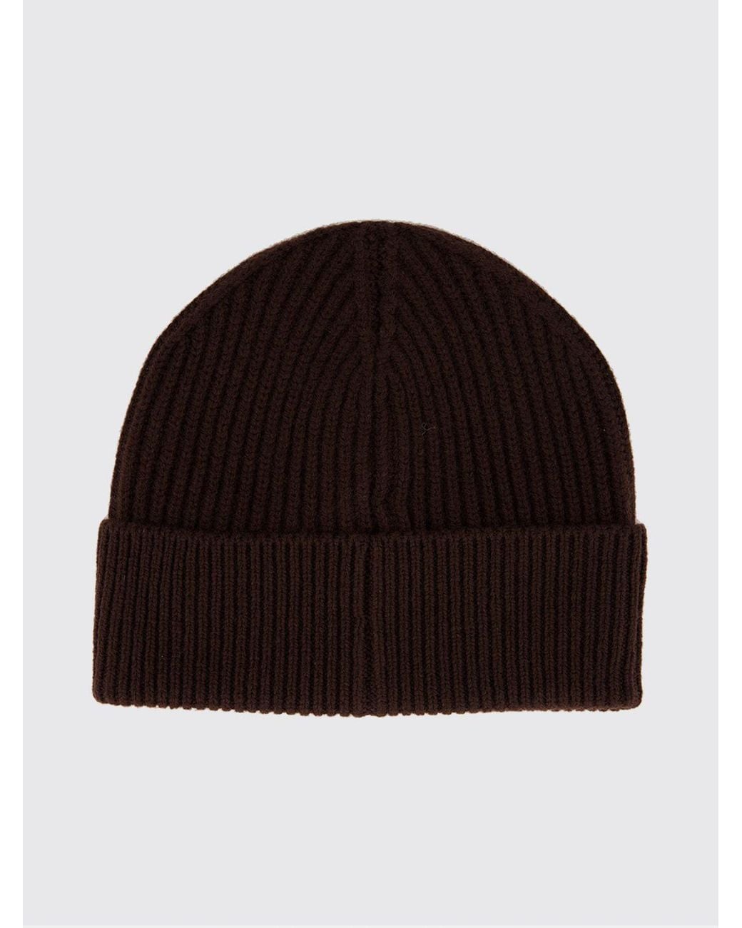 Casablanca Black Wool Beanie Hat With Contrasting Logo And Cuffed Hem for men