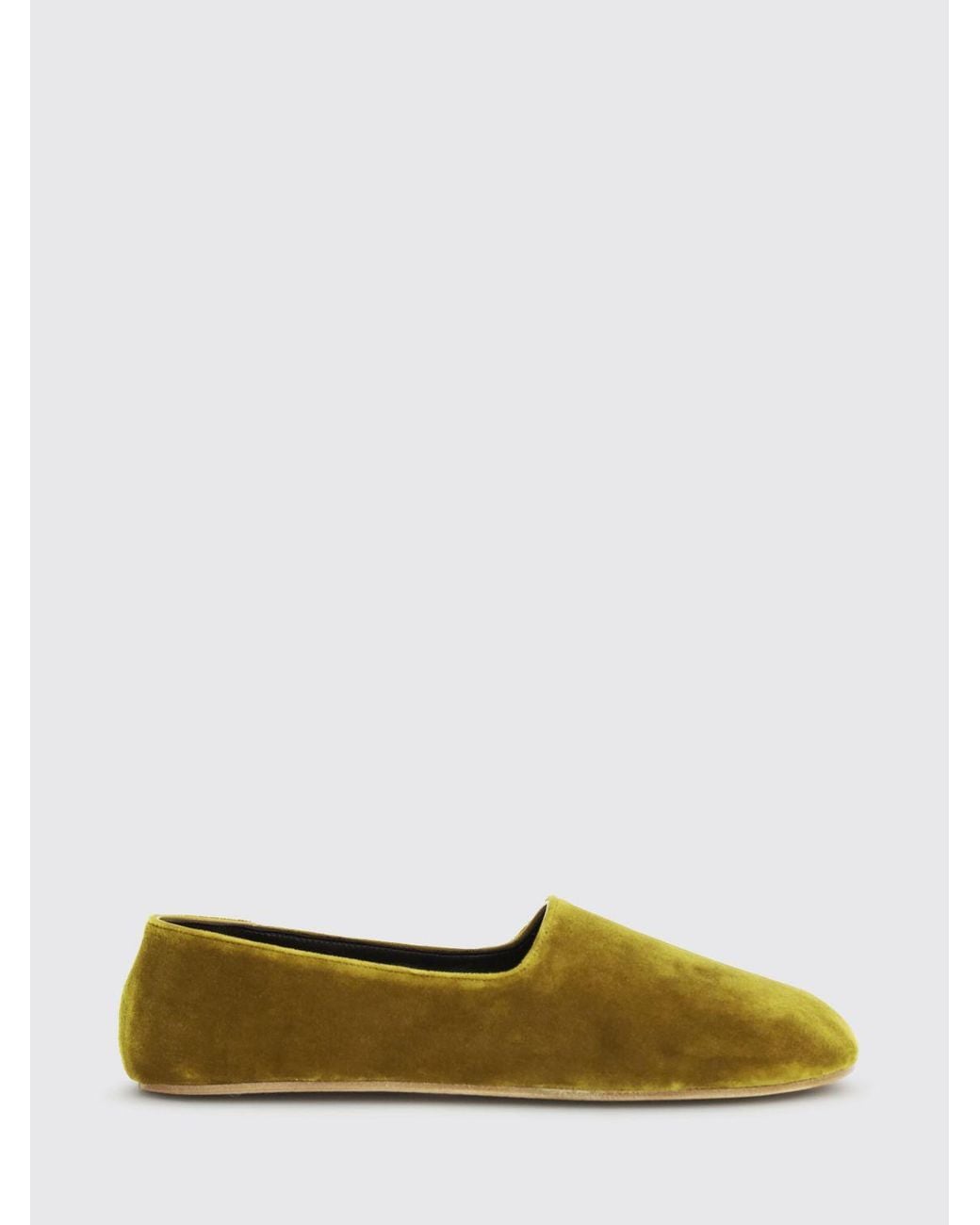 The Row Green Ponti Velvet Ballerina Flats