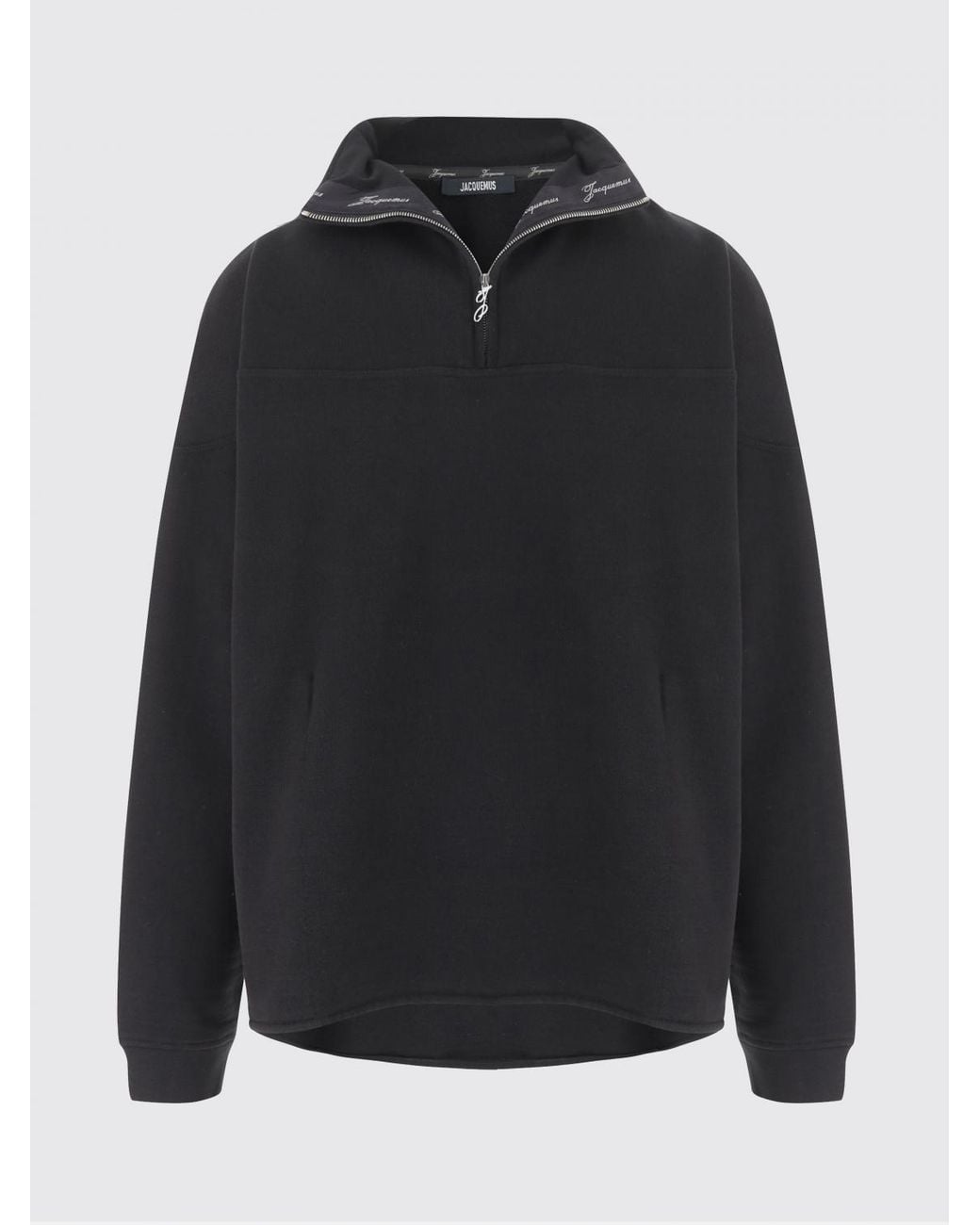 Jacquemus Black Cotton Zip-Up Sweatshirt for men