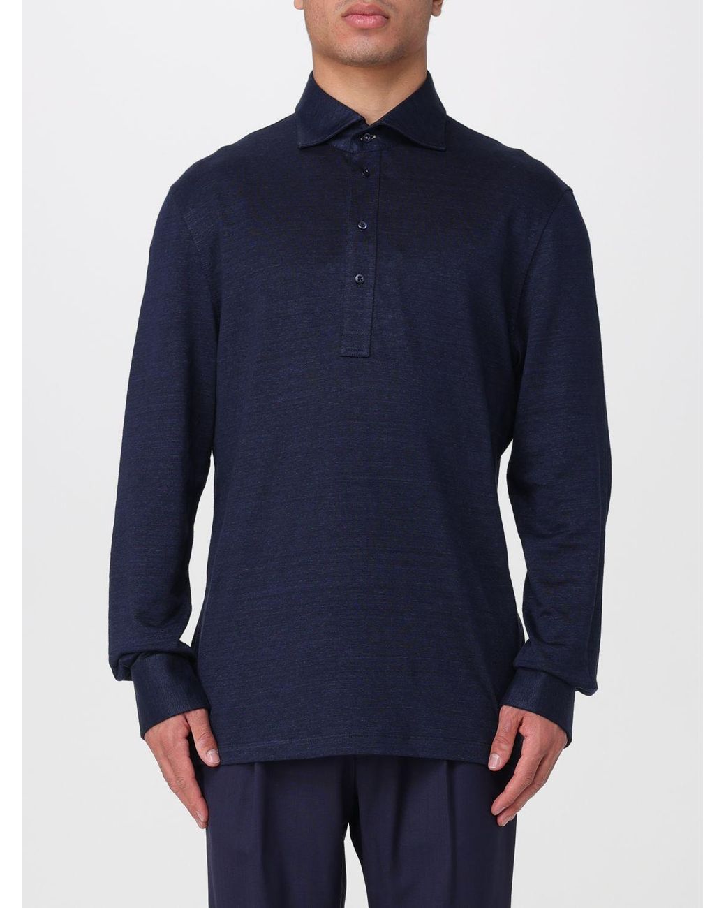 Brunello Cucinelli Blue Cotton Polo Shirt for men