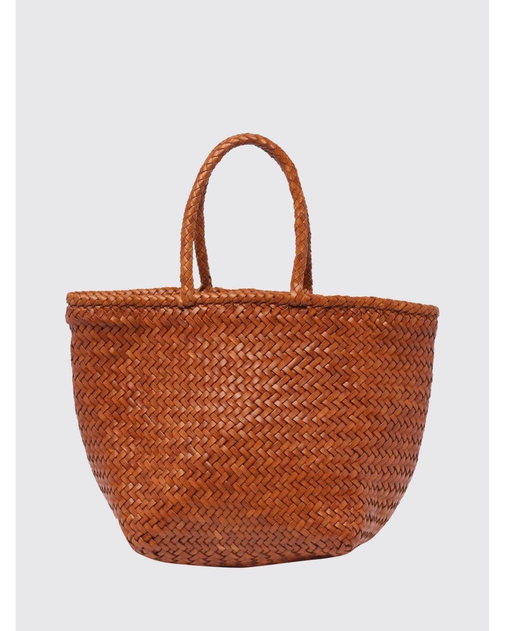 Dragon Diffusion Brown Grace Woven Leather Tote Bag With Double Handle