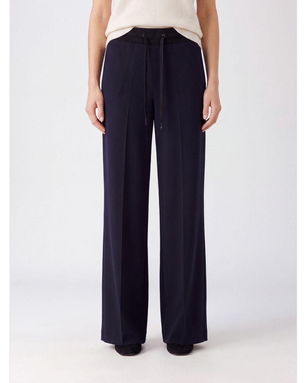 Elisabetta Franchi Blue Wide-Leg Knit Jogging Pants