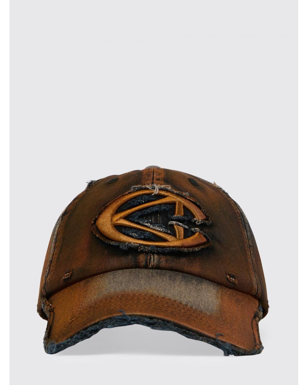 CAMPERLAB Brown Distorted Washed Sprayed Used Cotton Hat