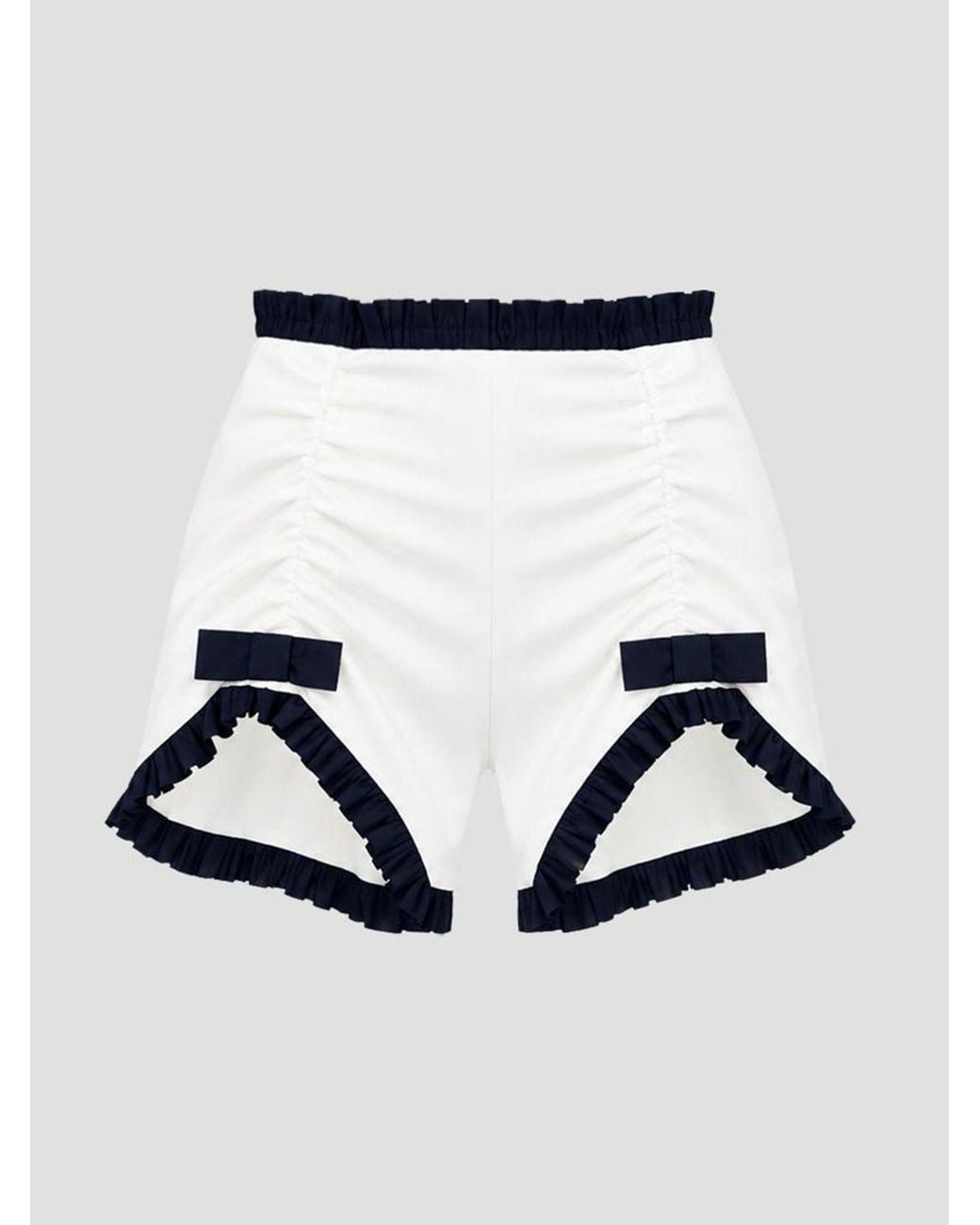 Vivetta White High-Waisted Crêpe Culotte Shorts With Lace Inserts