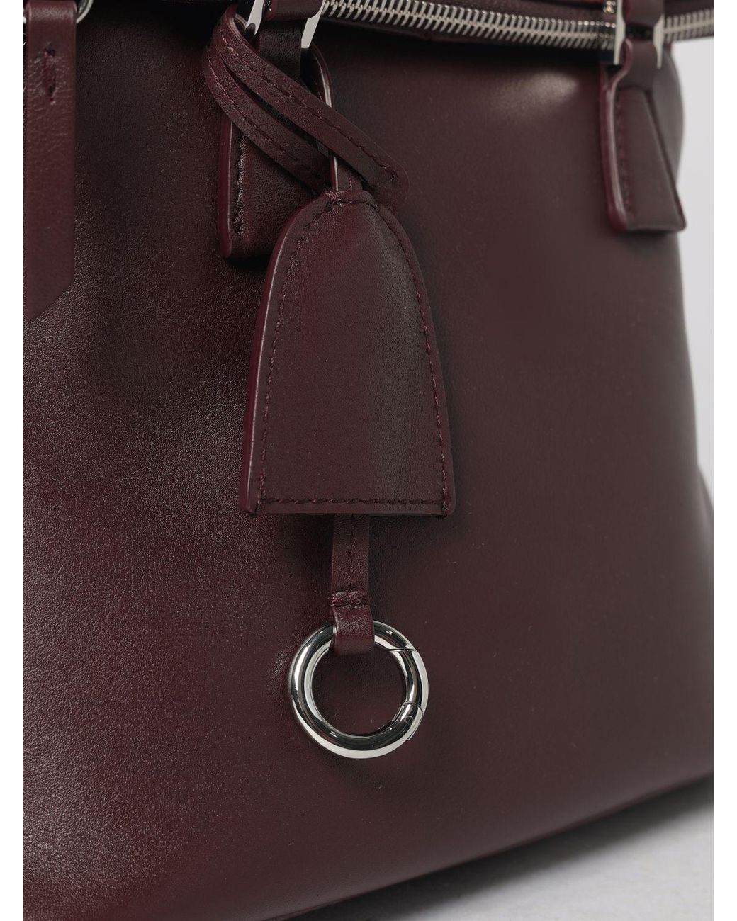 Maison Margiela Purple 5Ac Calfskin And Suede Handbag With Charm