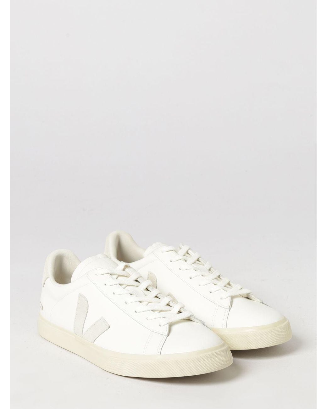 Veja White Campo Chromefree Leather Sneakers With Contrasting Side Logo for men