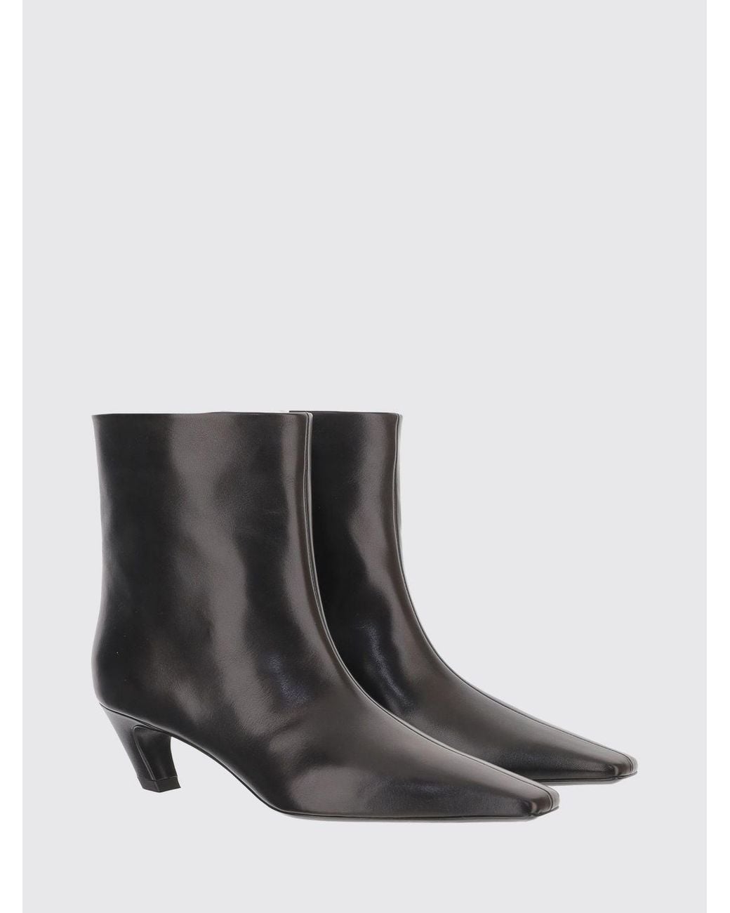Khaite Black Arizona Low-Heeled Calfskin Ankle Boots With An Almond Toe