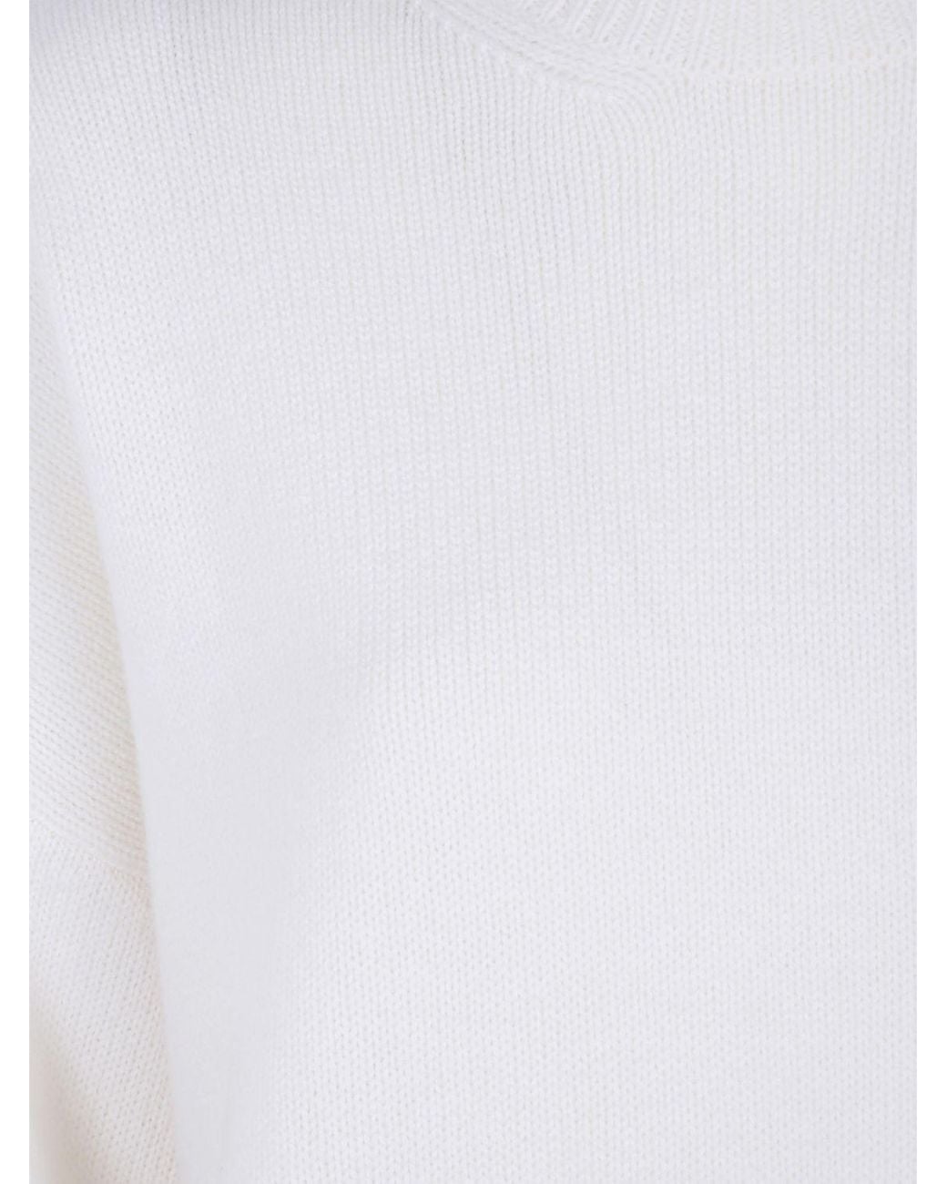 Mrz White Dropped Shoulder Virgin Wool And Cashmere Turtleneck Jumper